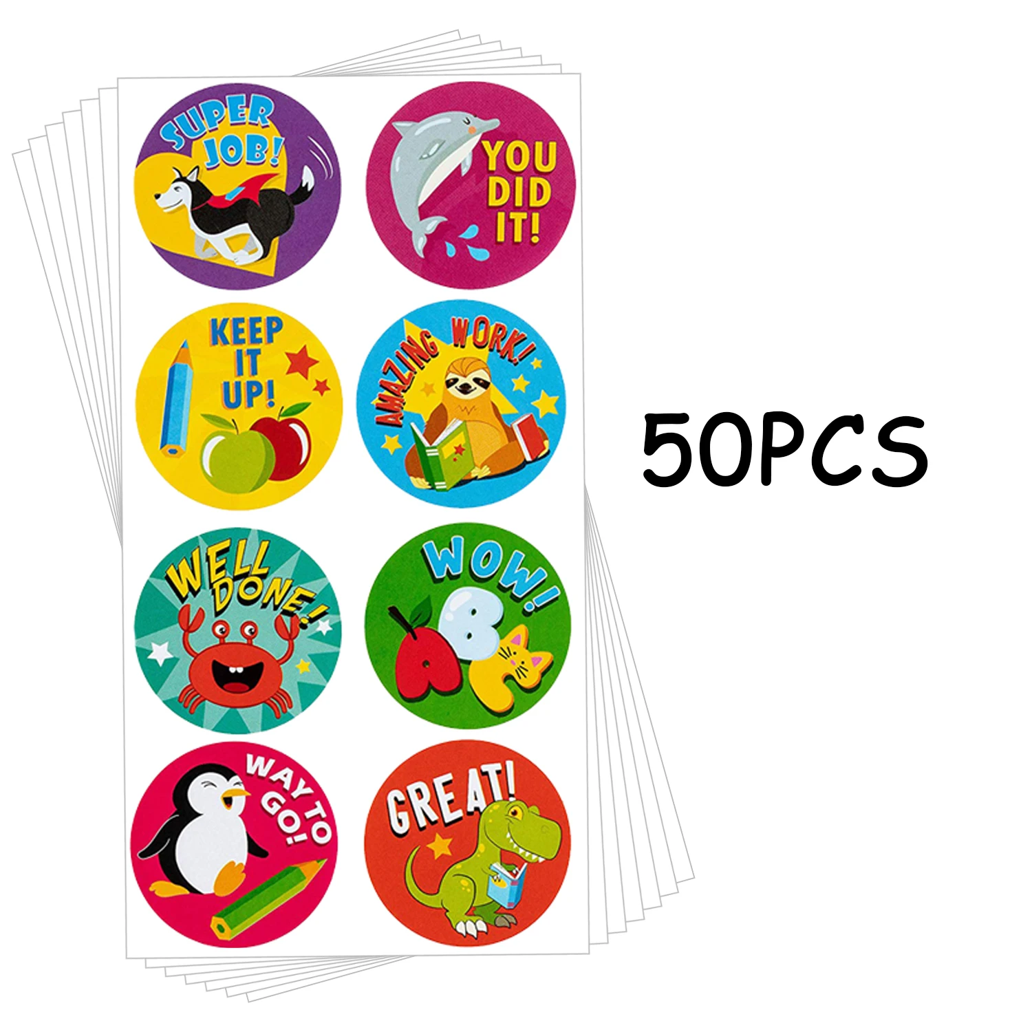 "Kids Reward Stickers Sheets 50300pcs Round Cartoon Cute Adorable