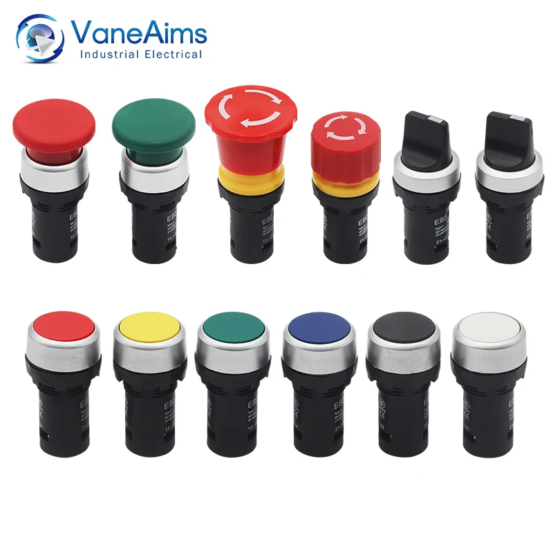 Пластиковый переключатель EB2 22 мм кнопка запуска/остановки/аварии/выбора/гриба