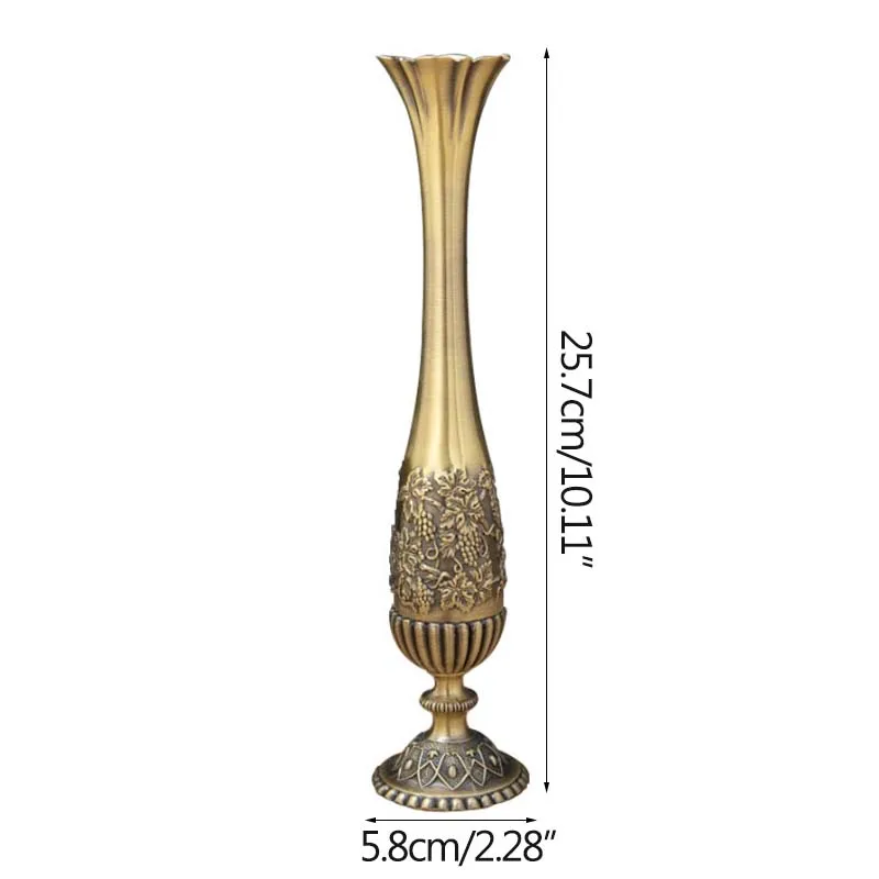 

European Vintage Gold Flower Vase Creative Metal Alloy Hydroponic Device Room Decor Ornament Home Decoration Accessories