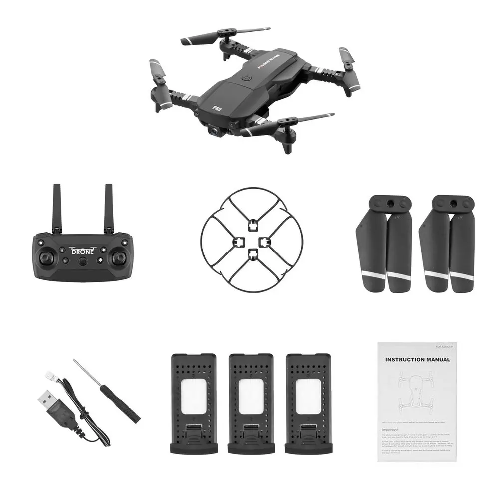 0.3MP Black 3B F62 2,4G wifi 0.3MP/4K 16MP HD широкоугольная камера Радиоуправляемый Дрон оптическое управление потоком жестов смарт-контроль Радиоуправляемый вертолет Дрон модель - Цвет: 0.3MP Black 3B