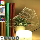 Светодиодные ночники с датчиком, 3D настольная лампа для спальни, акриловые кроссовки, ночник, сменный цвет, декор для комнаты, для детей, фанатов, подарок на день рождения