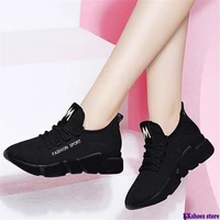 2020 spring new women casual shoes fashion breathable lightweight walking mesh lace up flat shoes sneakers women d336