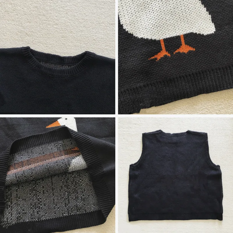 

Women Sweater Vest Cartoon Cute Simple Slim Sleeveless Knitted Sweaters Female Sweet All-match Warm Cozy Korena Style Leisure