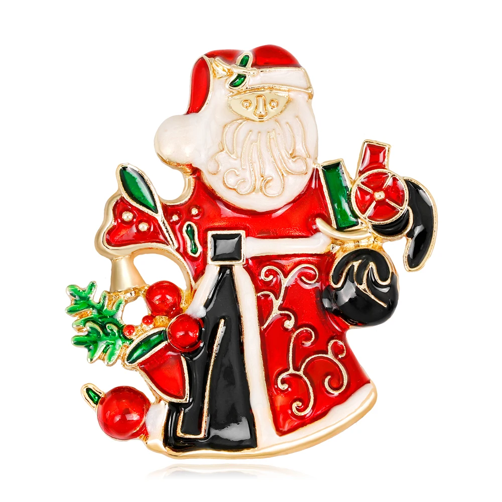 Заколки Санта Клауса большие рождественские мужчины Эмаль мультфильм для женщин