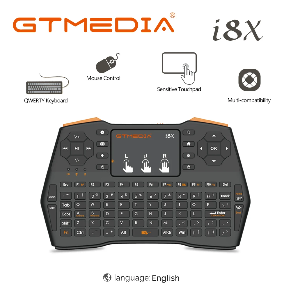 Беспроводная мышь 2 4 Ghz Air Mouse i8X Mini Keyboard Ingles Espanol Teclado inalambrico para TV Box con Android /