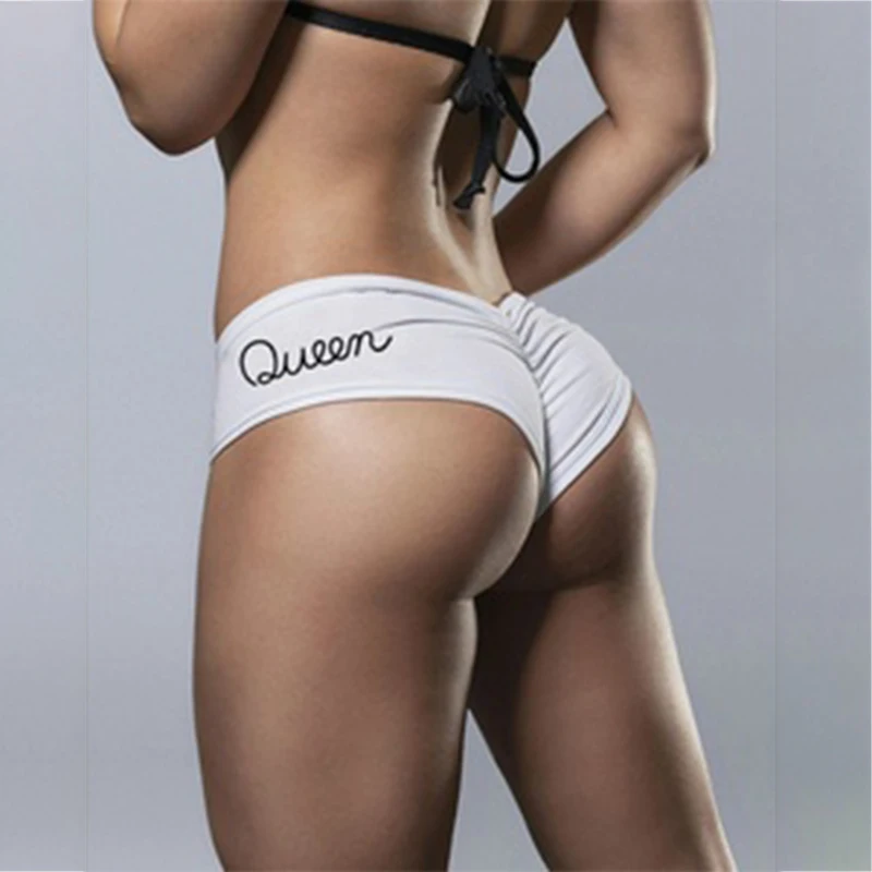 Sexy Queen Letter Shorts Women Sport Wear Fitness Short Pants Skinny Female Push Up Gym Clothing Camouflage Elastic Breathable