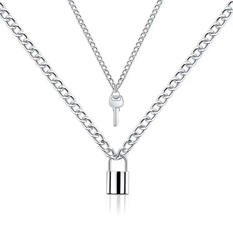 Женское Ожерелье серебряного цвета с кулоном в виде ключа замка|Ожерелья