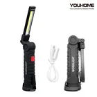 Портативный светодиодный светильник USB Перезаряжаемый COB + светодиодный светильник онарик 5 режимов водонепроницаемый складной крючок для автомобиля Аварийный Открытый Кемпинг