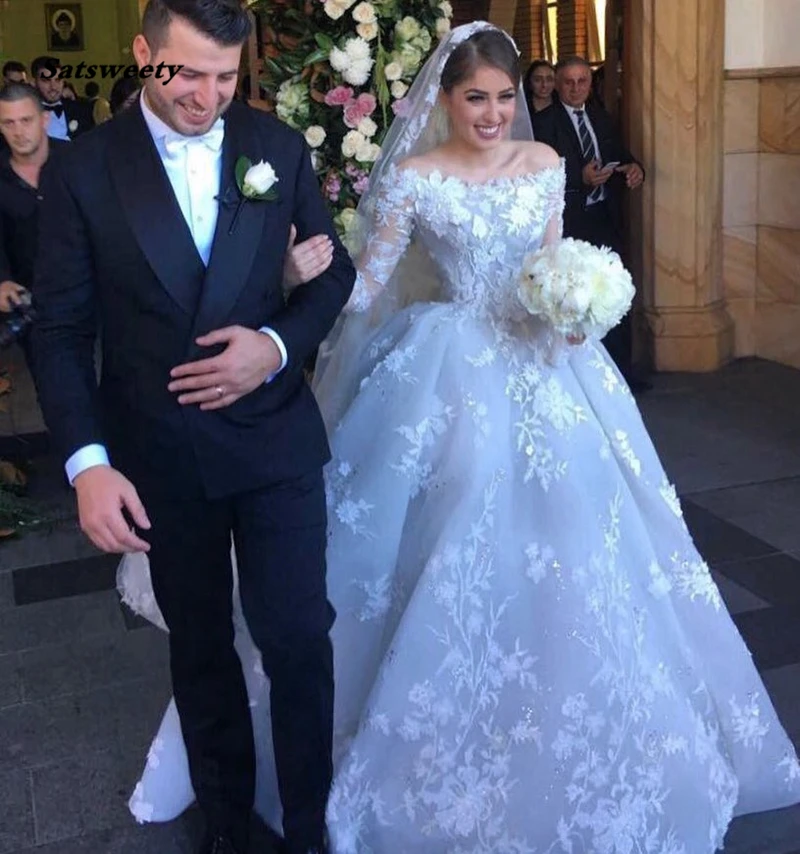 Satsweety Free Shipping Luxury wedding dresses Ball gown wedding dress 2021 lace Vestido de Noiva Bridal Gown