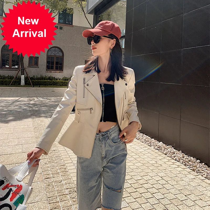 

Sheepskin leather coat women's flounced slim leather jacket short coat 2020