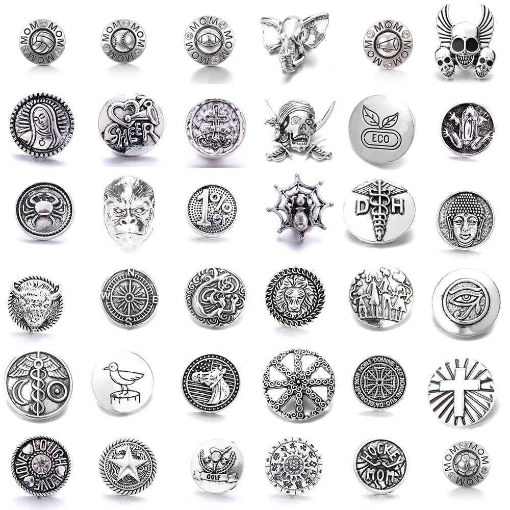 

5 шт./лот, оптовая продажа, застежки для ювелирных изделий, 18 мм, застежки-пуговицы из смешанного серебра, металла, дерева, животных, застежки ...