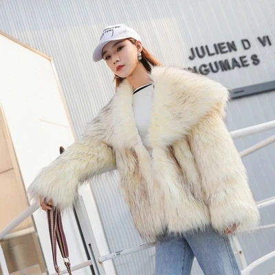 

Top New Fashion Women Faux Fur Coat MO high quality