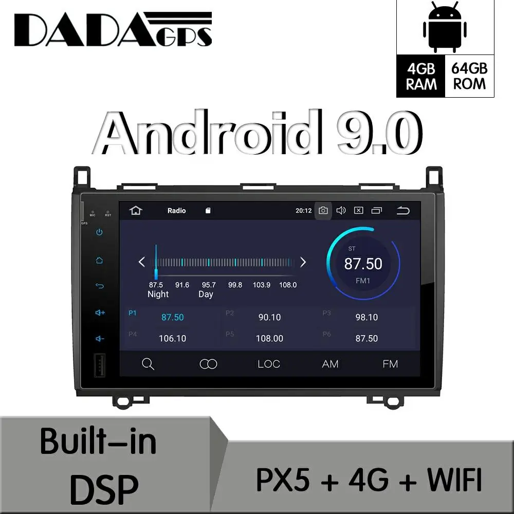 

Android 9.0 4+64GB px5 Built-in DSP Car multimedia DVD Player GPS Radio For Mercedes Benz Smart 2013 - 2018 GPS Navigation