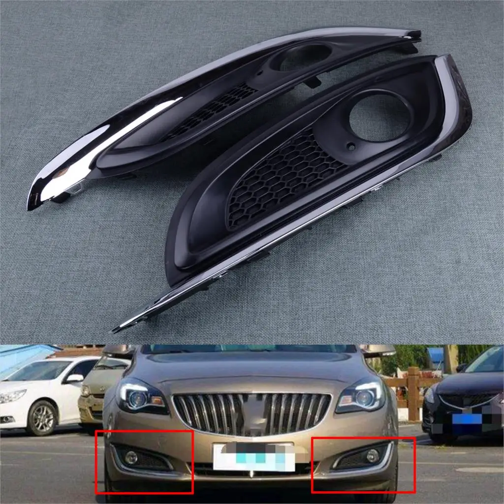 

Car 1 Pair Front Chrome & Black Bumper Fog Light Lamp Cover Fit for Buick Regal 2014 2015 2016 Accessories