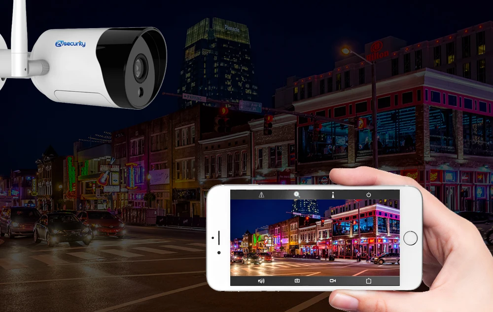 1080p Wi-Fi Камера на открытом воздухе приложение CamHi Onvif SD карты 2-полосная аудио сигнализация, ночное видение, Цвет Ночное Видение видеонаблюдения Камера IP