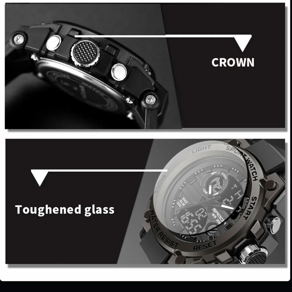 reloj мужские спортивные часы с двойным дисплеем Аналоговый Цифровой светодиодный электронный модные наручные часы reloj hombre erkek kol saati