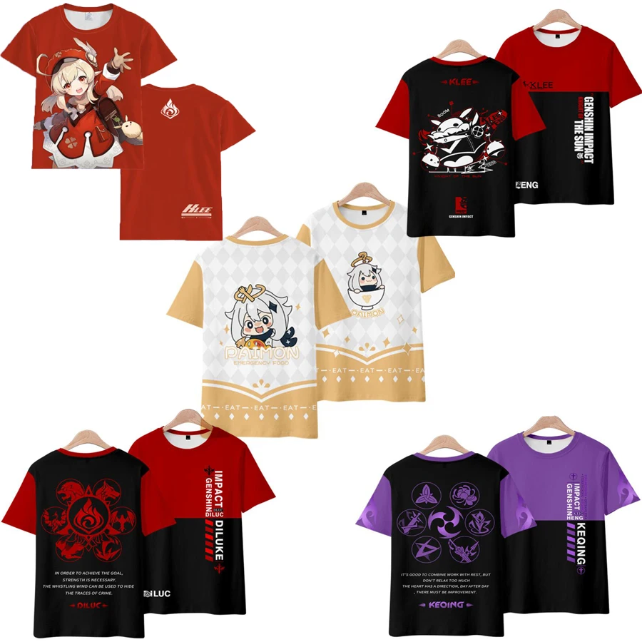 

Genshin Impact 3D T Shirt Women Men Hu Tao Tartaglia Razor Keqing Xiao Albedo Klee Diluc Venti Paimon Zhongli Cosplay Costume