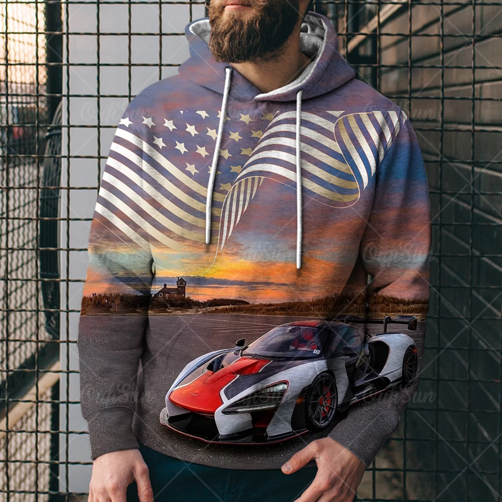 2021 Men's Sweater Men's Fashion Spring and Autumn Hoodies Fashion Sweater Racing 3d Printing Plus Size Sweater