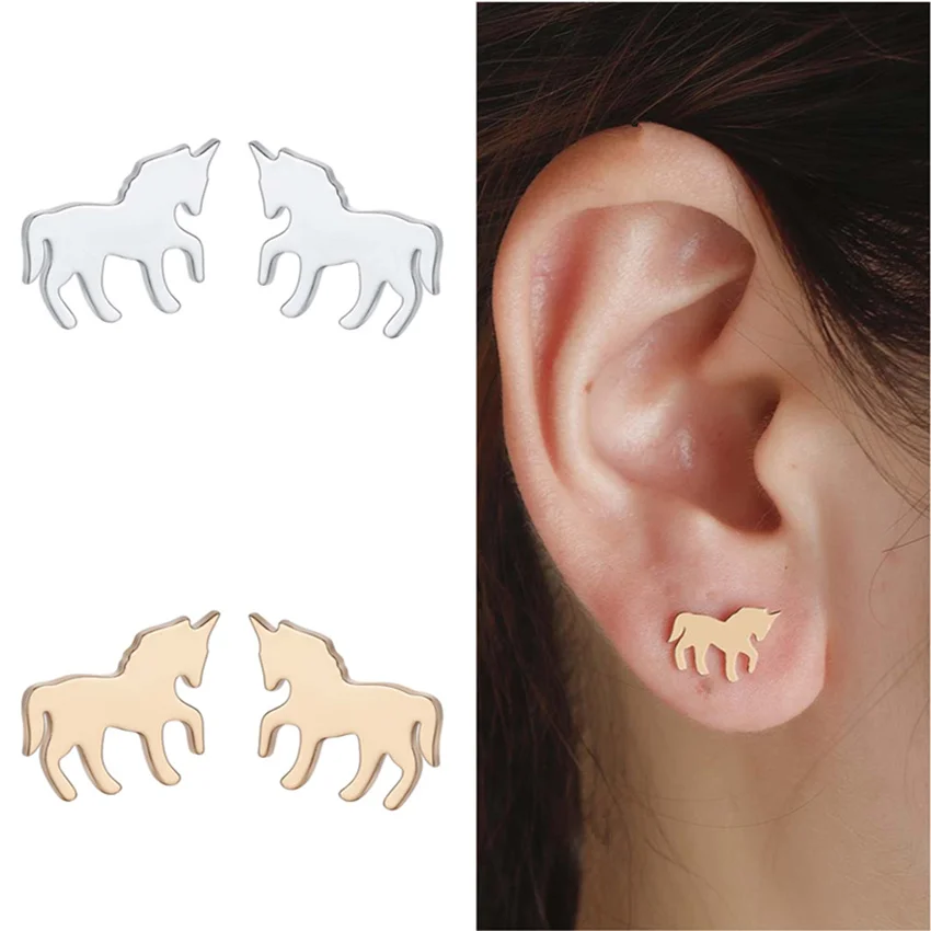 Женские и мужские серьги пусеты Kinitial в форме короны золотого цвета из