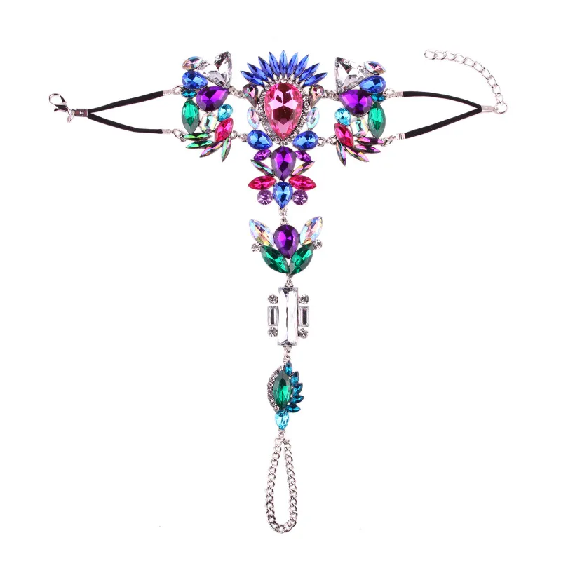 Модный браслет на ногу в стиле бохо с кристаллами винтажный женский массивный