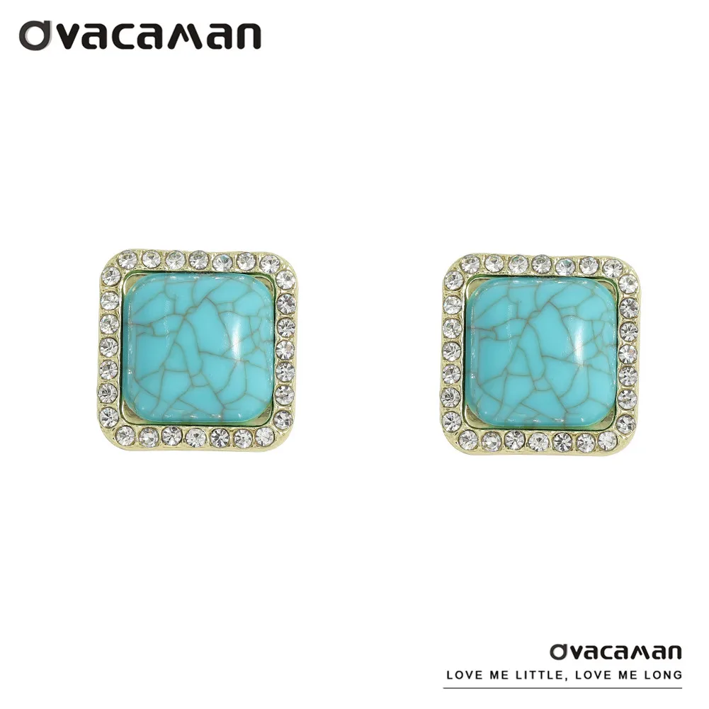 Dvacaman синий Цвет смолы серьги-гвоздики с камнем для женщин Блестящий Кристалл CZ