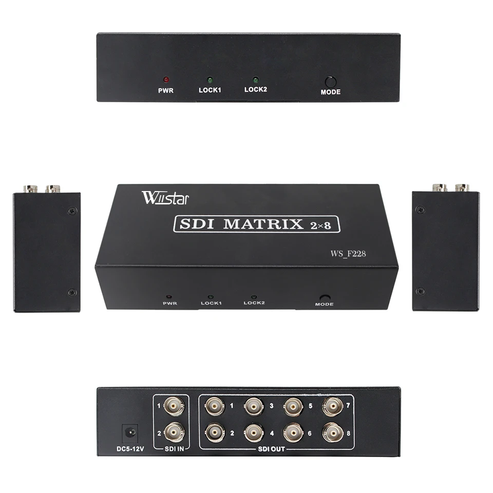 Высококачественный сплиттер SDI BNC Matrix SD/HD/3G-SDI переключатель 2 в 8 для камеры