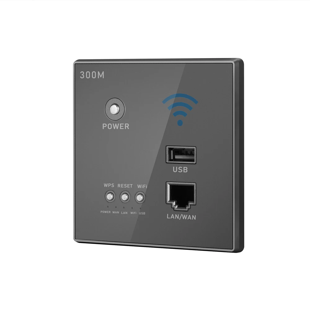 300Mbps Power AP Relay Intelligent Wireless WIFI Repeater Extender Wall Embedded 2.4GHz 3G Router Panel with USB Socket Switch |