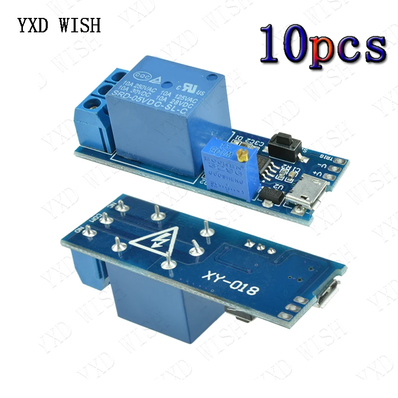 

10PCS 5V-30V Delay Relay Timer Module Trigger Delay Switch Micro USB Power Adjustable Time Relays Board