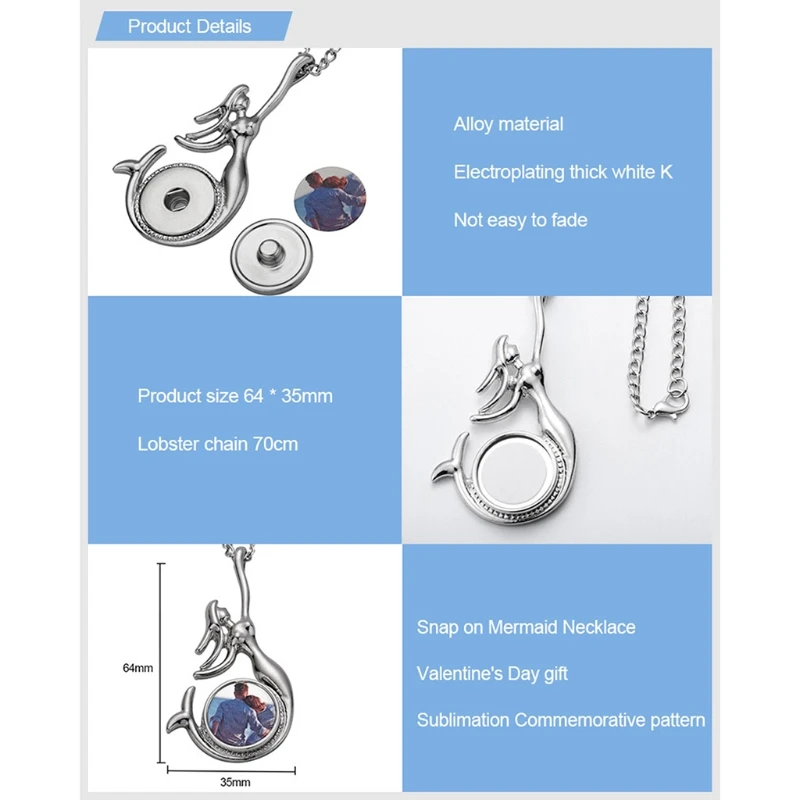 

Creative Sublimation Blank DIY Metal Pendant Retro Mermaids Pendant Pendant Gift for friends/Family
