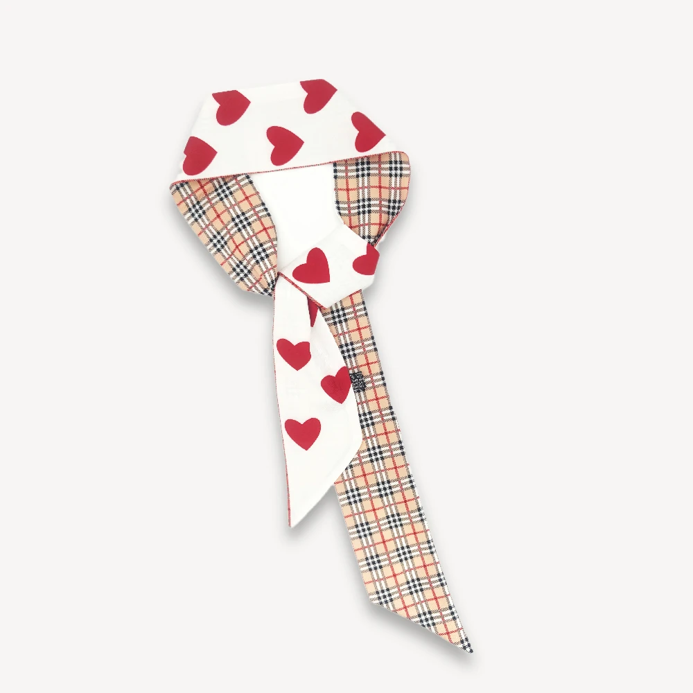 

Summer Beach Waves Silk Scarf Pink Yellow White Green Grid Heart-Shaped Cherry Women Bag Purse Accessories Parts Free Shipping