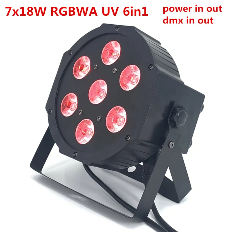 7x18W RGBWA UV 6in1 Светодиодный плоский светильник SlimPar RGBWA УФ-светильник 6в1 светодиодный DJ светильник для мытья сцены dmx светильник светодиодный светильник 7x12 Вт 12x18 Вт - Цвет: 7x18W RGBWA UV 6in1