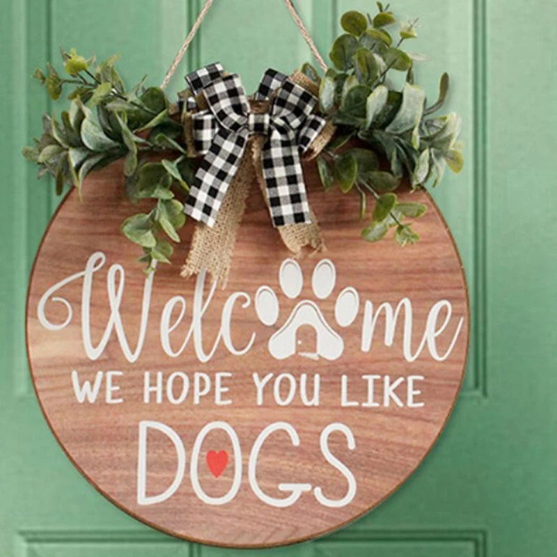 Welcome Bow Letter of Front Door Sign on Wooden House Decoration Pendant Special Days Reminder Board Home Hanging Decor | Дом и сад
