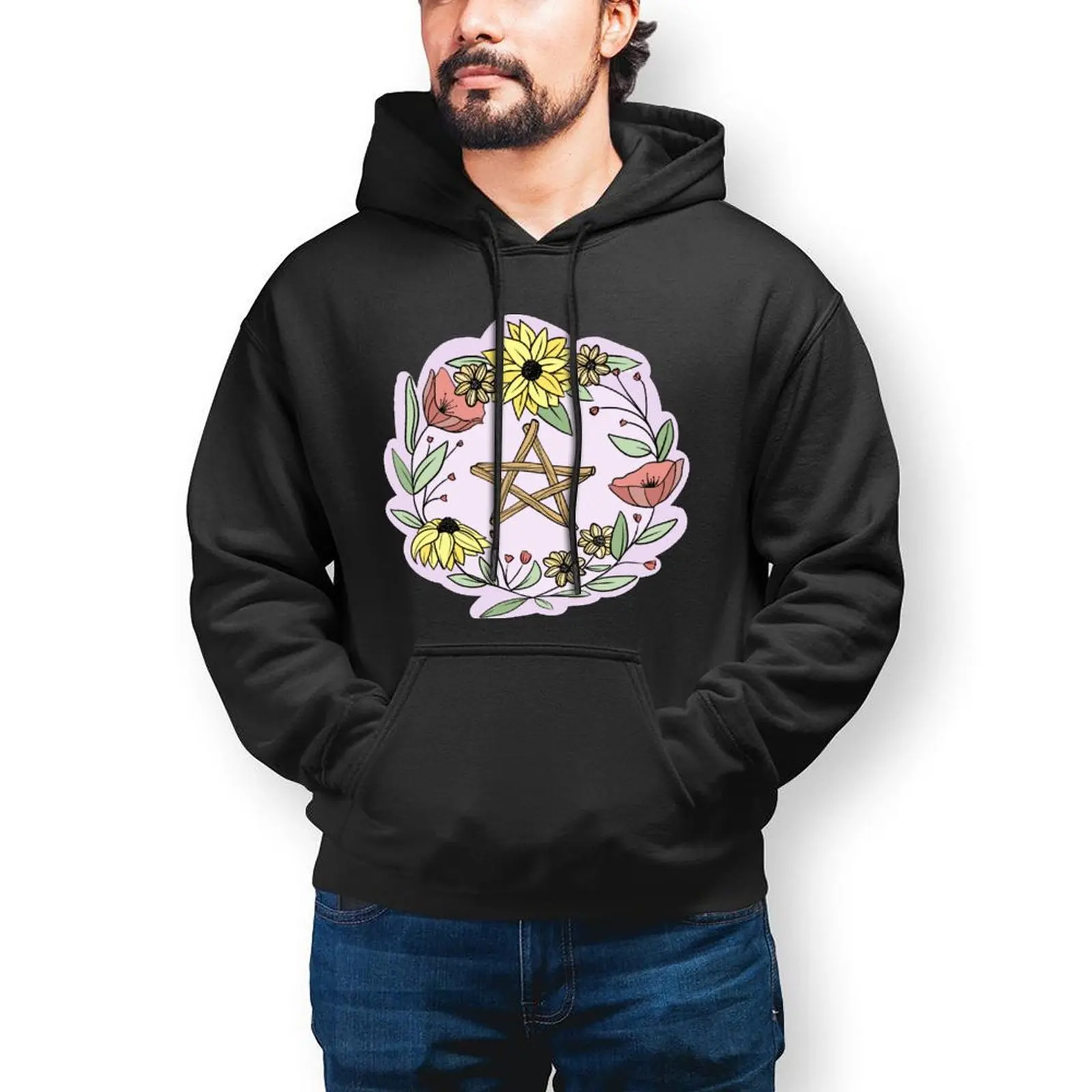 

Худи с пентаграммой, зимние толстовки для улицы, красивые мужские большие размеры с длинным рукавом