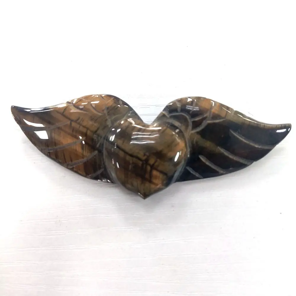 Высокое качество натуральный камень тигровый глаз летающее Сердце Форма Камень