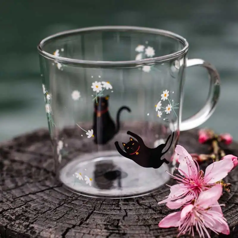 Японский мультфильм стакан с принтом чашка 280 мл термостойкий олень кошка кролик