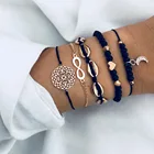 Набор женских браслетов в стиле бохо, цепочка с бусинами, с кристаллами, луна, сердце, шарм, черный браслет на руку, богемные ювелирные изделия, 2021