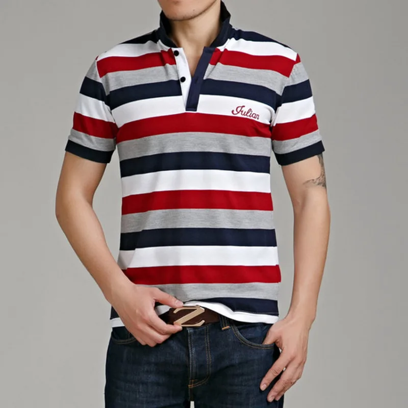 Повседневный дизайн стильная брендовая летняя полосатая футболка поло из 95%