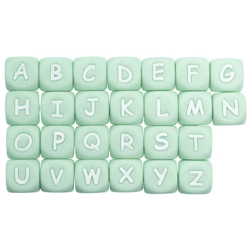 

TYRY.HU 12mm 10PCS Letter Silicone Beads Baby Teether Beads Chewing Alphabet Bead For Personalized Name DIY Teething Necklace