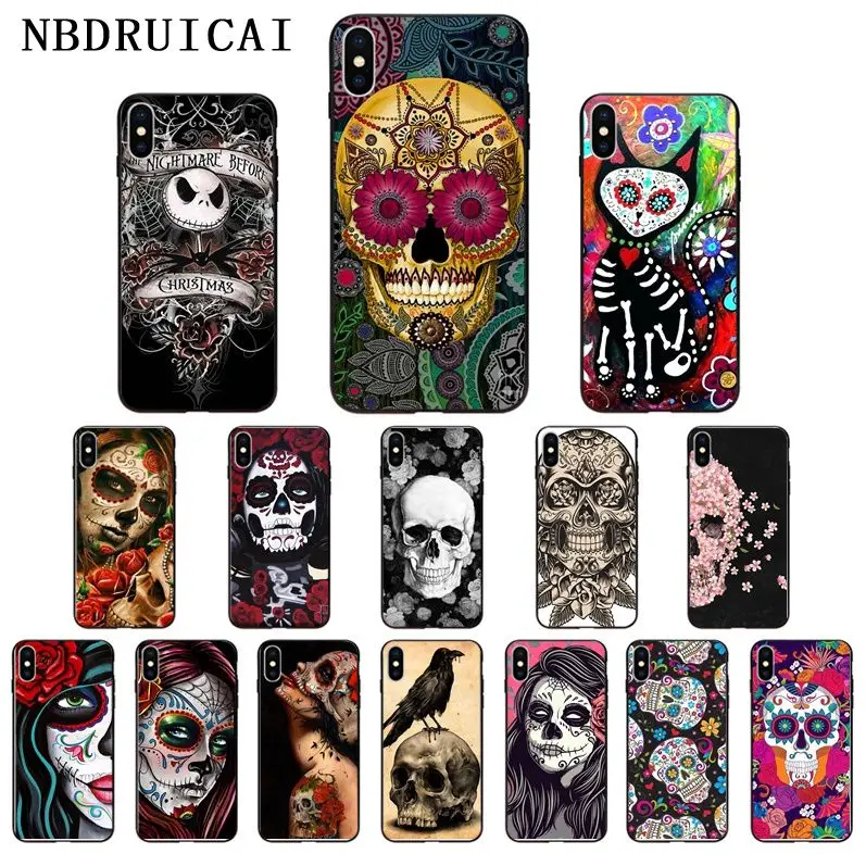 NBDRUICAI мексиканский череп девушка тату арт Топ чехол для телефона iPhone 11 pro XS MAX 8 7 6 6S