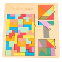 colorful 3d puzzle toy wooden building block puzzletangram math toy tetris game children magination intellectual educational toy