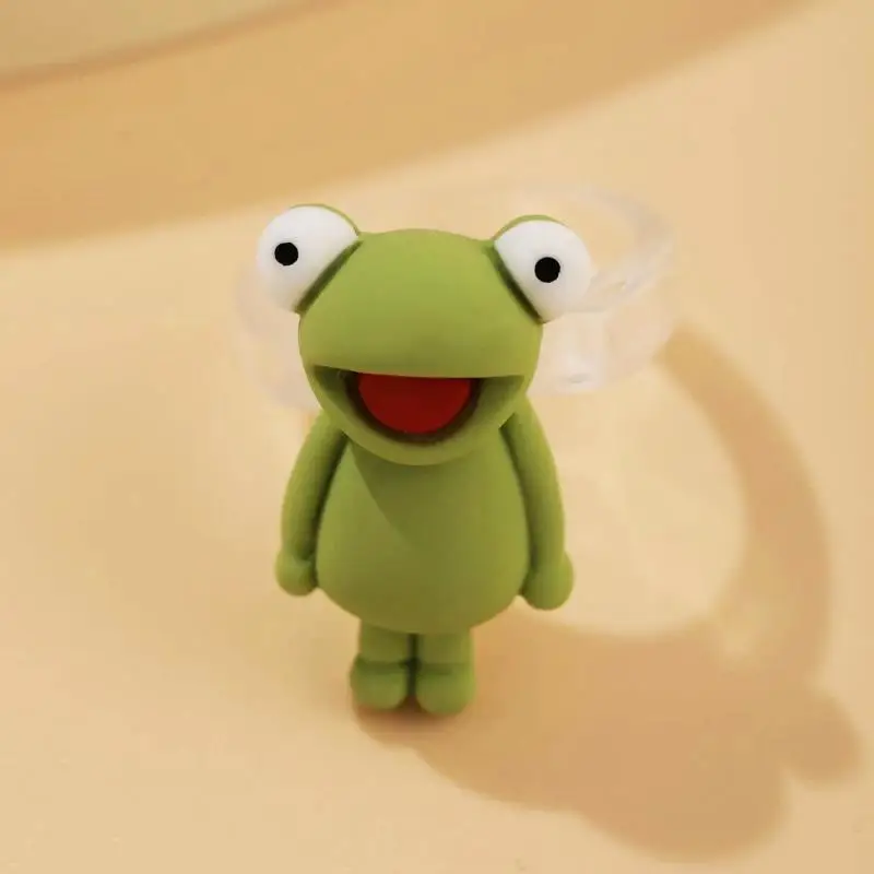 кольцо жаба кольца для подростков Зеленое лягушка Полимерная глина Смола Кольца