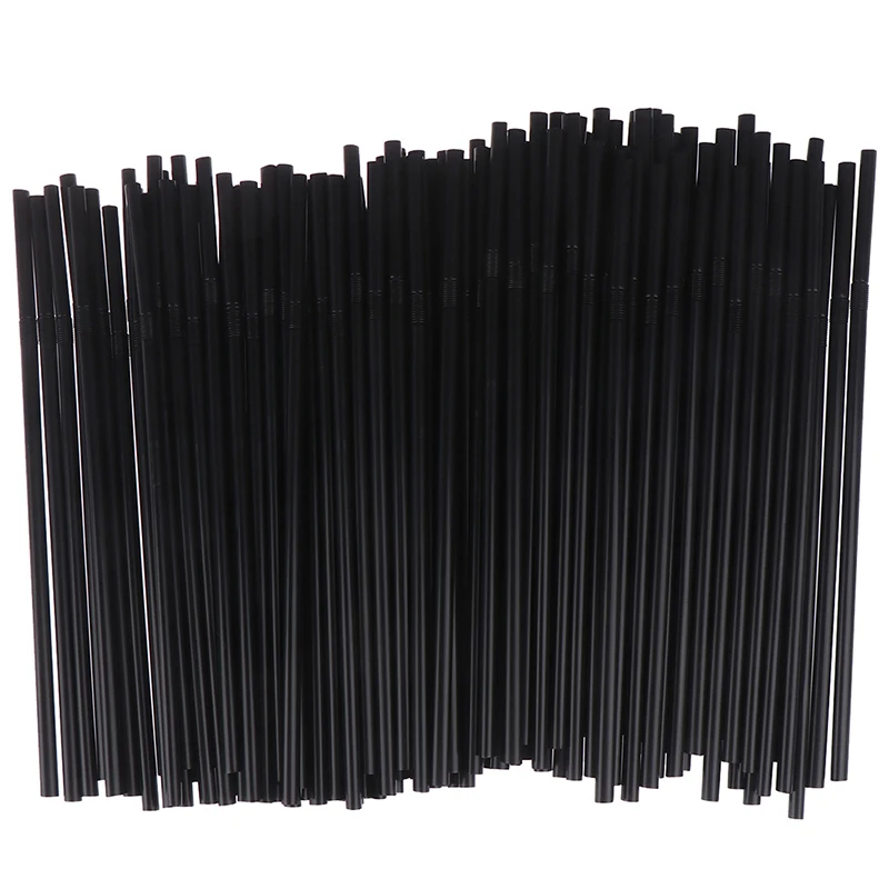 

100Pcs Trinkhalme 210mm Schwarz Wei Lange Flexible Hochzeit Partei Liefert Kunststoff Trinkhalme Kche Zuber