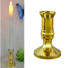 Золотая подсвечник в форме столба, конусный подсвечник, подсвечник, позолоченный пластиковый свадебный подсвечник, украшение для рождественской вечеринки Dec