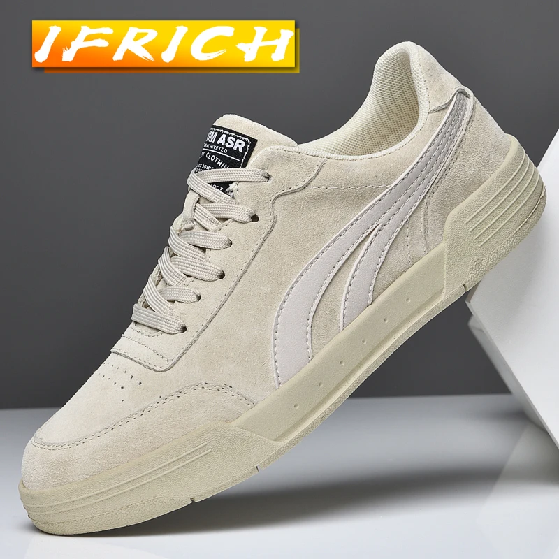 

Spring Autumn Casual Men Shoes Beige Khaki Walking Shoe Mens High Quality Man Lace Up Sneakers Genuine Leather Casual Adult Shoe