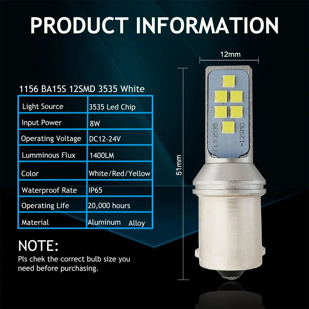 10 шт. автомобильные светодиодсветодиодный лампы 1156 BAU15S PY21W BA15S P21W 12SMD