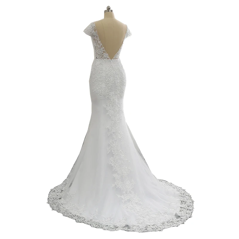 Пикантные Vestido De Noiva белое кружевное с открытой спиной фасона &quotРусалка&quot