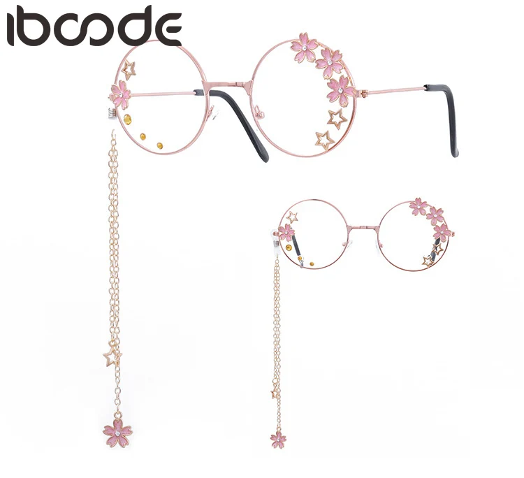 Женские оправы iboode для очков с подвеской в виде Сакуры и звезды металлические