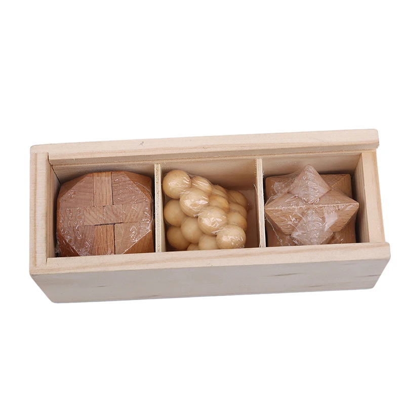 3 шт./компл. деревянный для взрослых Головоломки Блокировка Игрушка Kongming