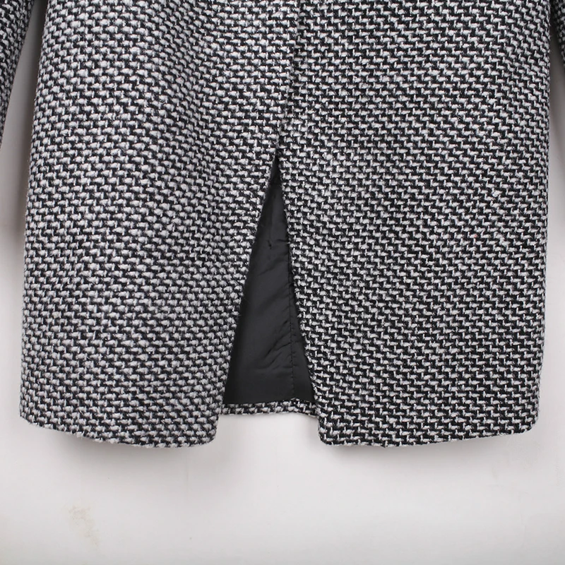 Одежда длинное женское серое пальто больших размеров зимнее Manteau Laine Femme Hiver Vadim Zaful