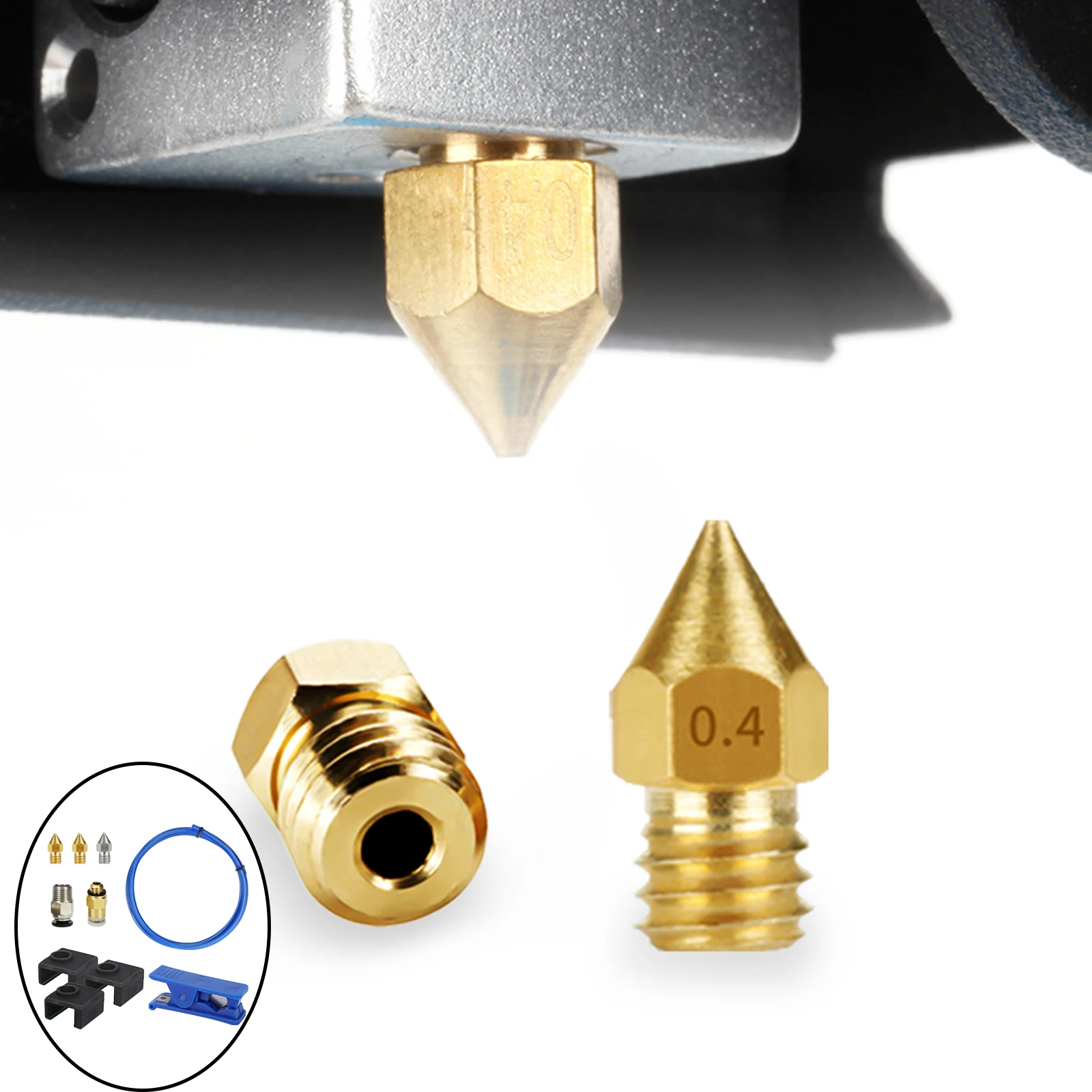 

Набор аксессуаров, 10 шт. в упаковке, трубка боудена XS 1 м, пневматические фитинги и носки MK8 для Ender 3